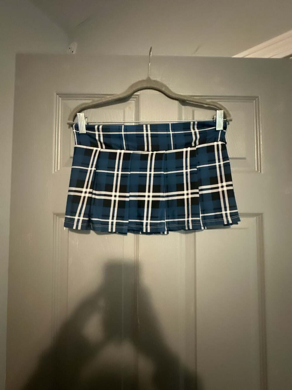 Body Aware Blue Tartan Plaid Pleated Mini Skirt